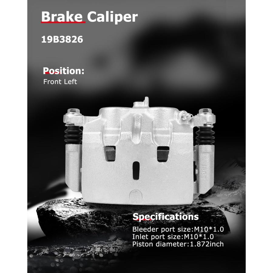 cciyu 19B3826 Front Left Brake Caliper With Bracket For Honda Fo 並行輸入品の画像