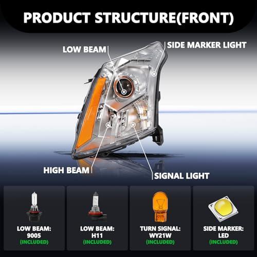 Aosky Headlight Assembly Compatible with 2010 2016 Cadillac SRX  並行輸入品の画像
