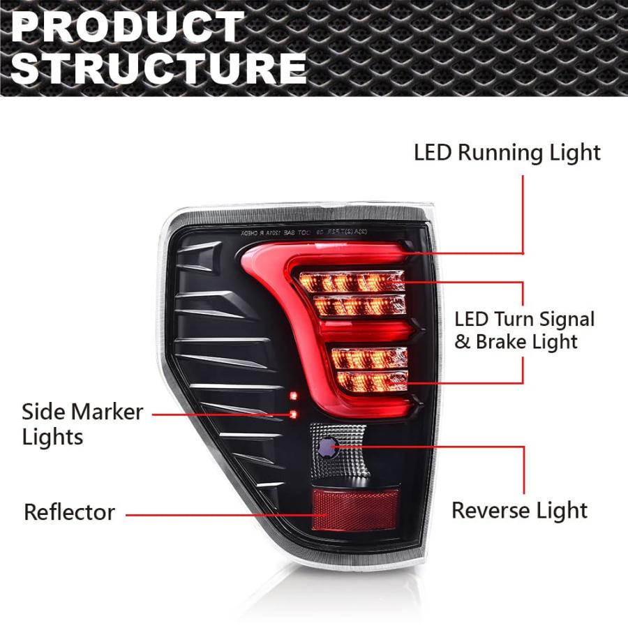 【並行輸入品】 CROSSDESIGN LED Tail Lights Brake Light w/Wiring Harness w/o Bulの画像