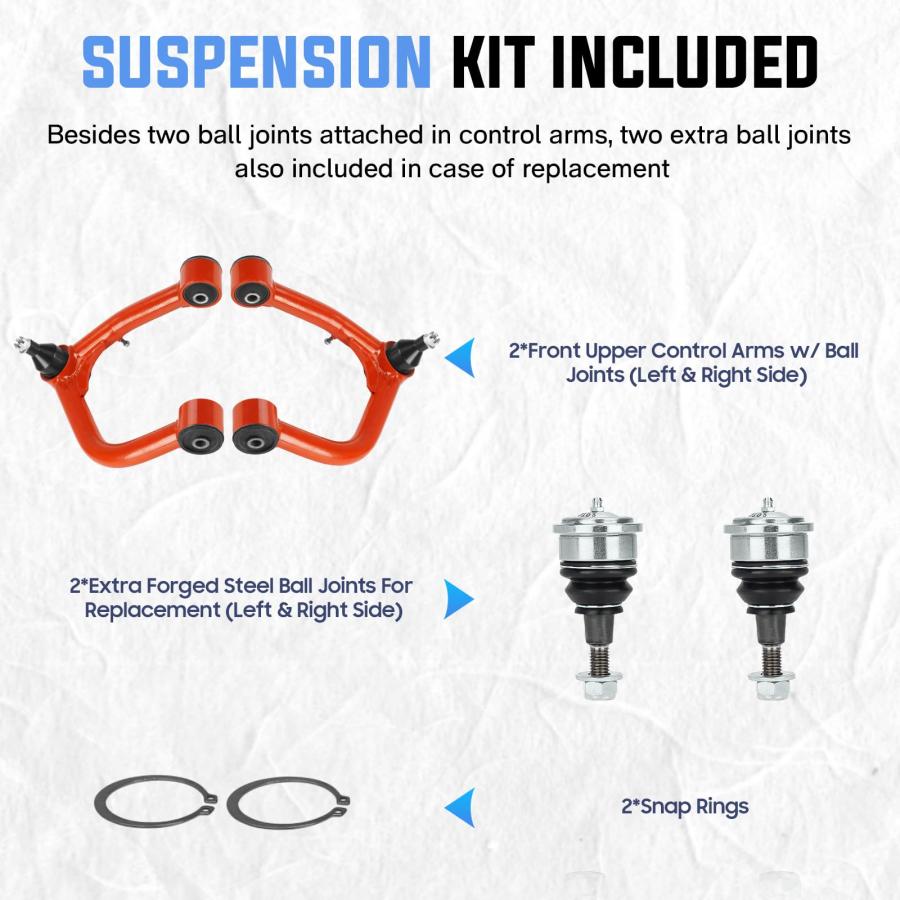 Front Upper Control Arms w/Ball Joint for 2 4\" Lift Compatible w 並行輸入品"_5