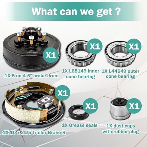 JADODE Trailer Hubs with Electric Brakes 5 on 4.5\" B.C. with 10\" 並行輸入品の画像