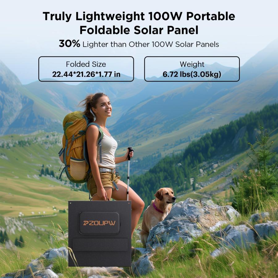 【並行輸入品】ZOUPW 100W ポータブルソーラーパネル 発電所用 9BB 軽量 折りたたみ式 ソーラー充電器 MC 4 USB A USBの画像