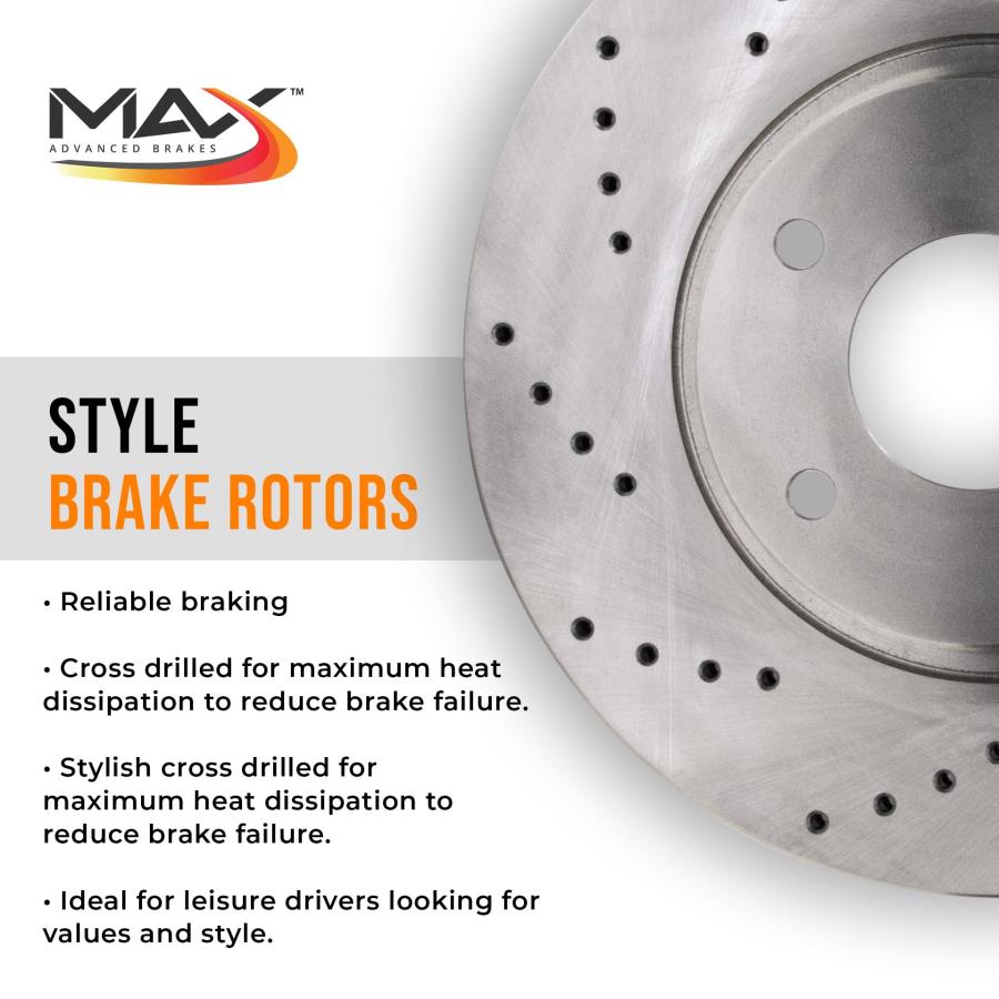 Max Advanced Brakes Front Brake Rotors For 2001 2009 Audi A4 w/1 並行輸入品の画像