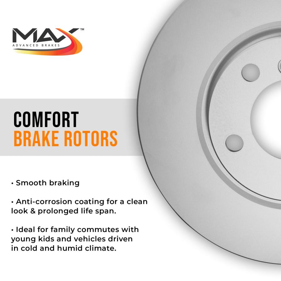 Max Advanced Brakes Front Brake Rotors For 2016 2017 2018 2019 2 並行輸入品_9