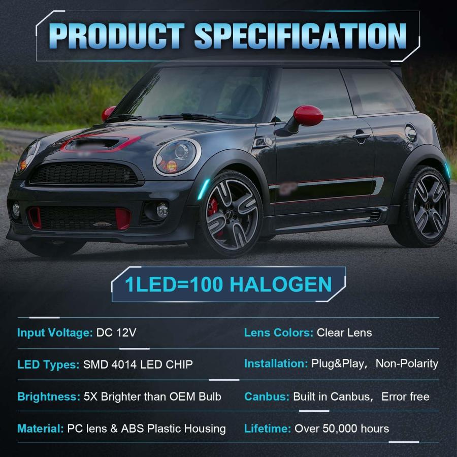 POPMOTORZ Ice Blue LED Fender Side Marker Lights Kit, 4 Pcs Fron 並行輸入品の画像