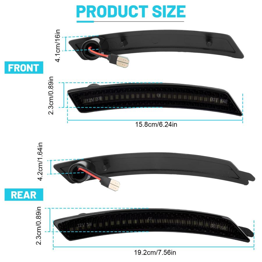 POPMOTORZ Ice Blue LED Fender Side Marker Lights Kit, 4 Pcs Fron 並行輸入品の画像
