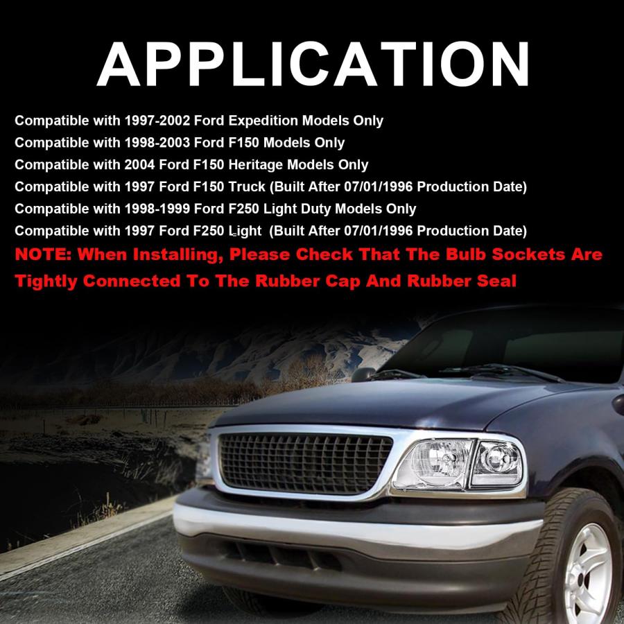G PLUS Headlights Compatible with Ford Expeditio 1997 2002/Fit F 並行輸入品の画像