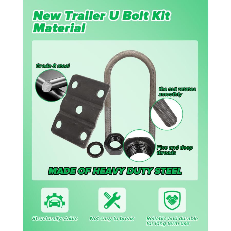 トレーラー車軸サスペンションキット トレーラーUボルトキット 7インチトレーラー車軸キット 3インチラウンドアクスルM14x2.0 並行輸入品の画像