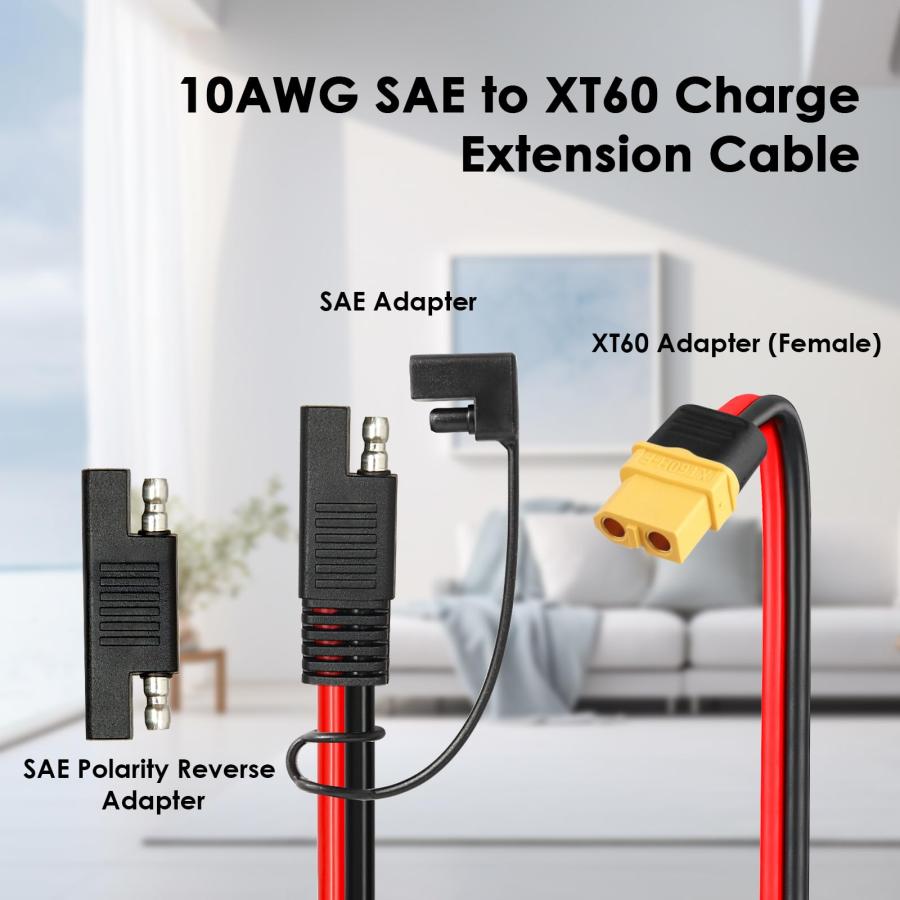 MOOKEERF 10AWG SAE XT60コネクタ延長ケーブル 10フィート、XT60メス