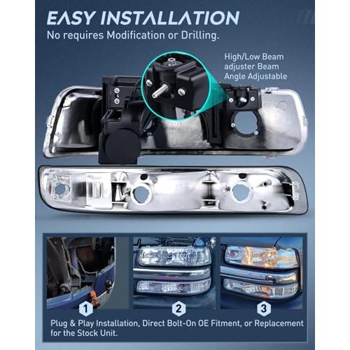 【並行輸入品】 Nilight Headlight and Taillight Assembly Combo Compatible with 1の画像