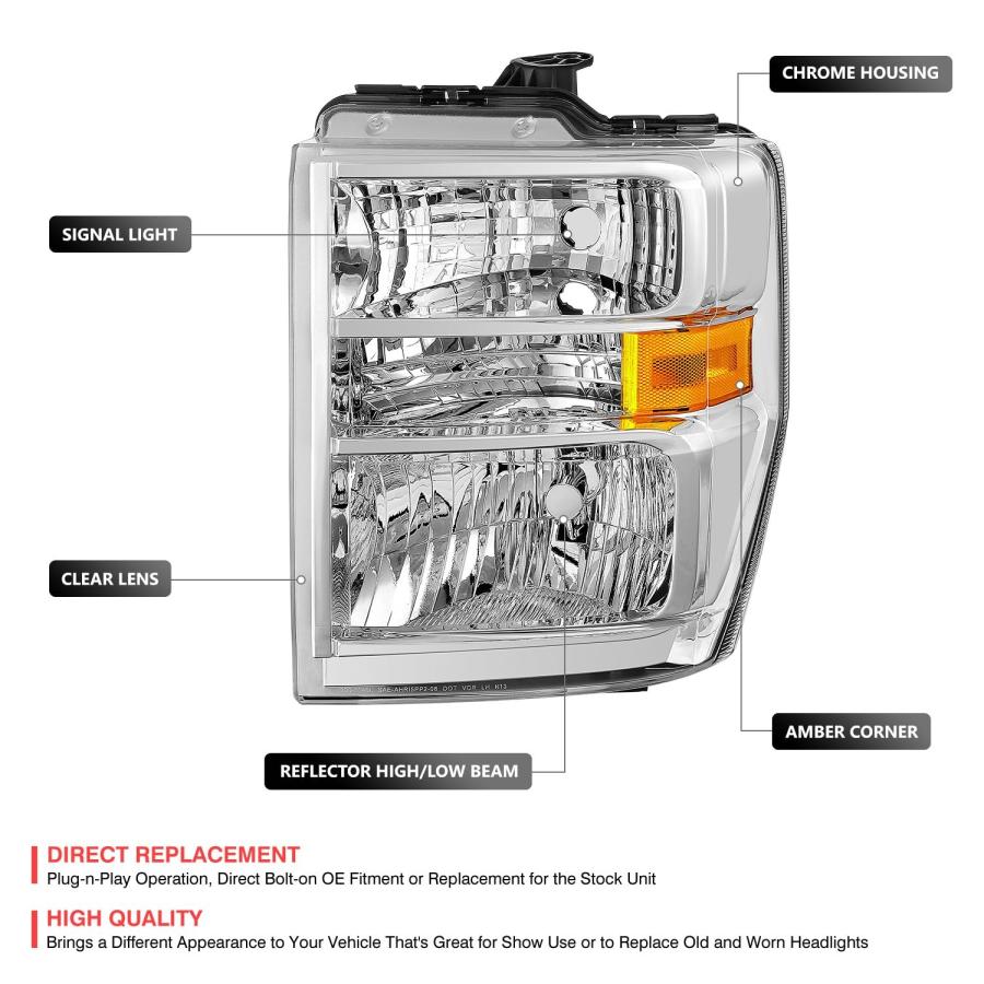 【並行輸入品】 DNA MOTORING Headlamps Headlight Assembly Compatible With 08 14_3