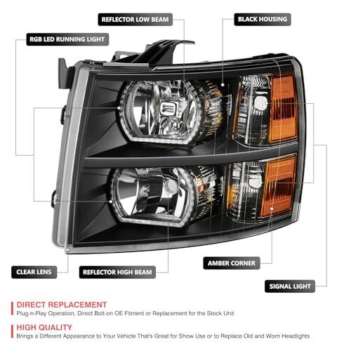 【並行輸入品】 DNA MOTORING Pair of Headlights Compatible with 2007 2013 Chevy_4