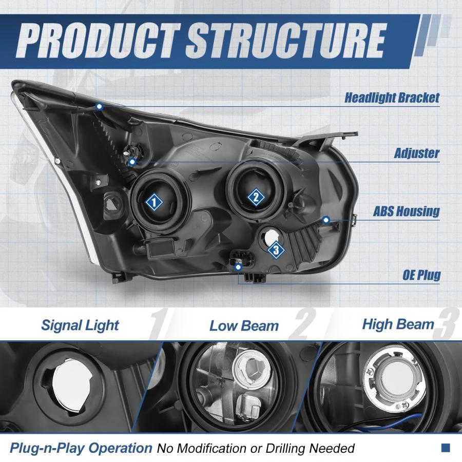 【並行輸入品】 Auto Dynasty Headlights Assembly Compatible with 2016 2023 Fordの画像