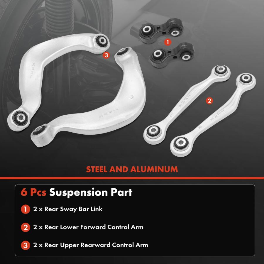 A Premium Set of 6, Rear Rearward Upper Control Arm, Sway Bar Li 並行輸入品の画像