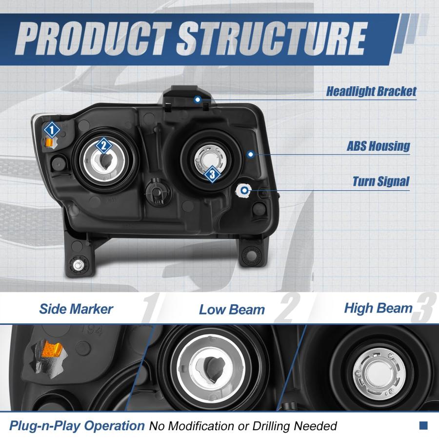 【並行輸入品】 Auto Dynasty Headlights Assembly Compatible with 2011 2012 2013_9