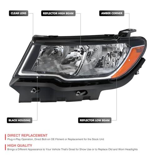 【並行輸入品】 DNA MOTORING OE Style Front Left Headlight Compatible With Jeepの画像