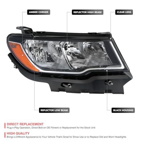 【並行輸入品】 DNA MOTORING OE Style Front Right Headlight Compatible With Jeepの画像