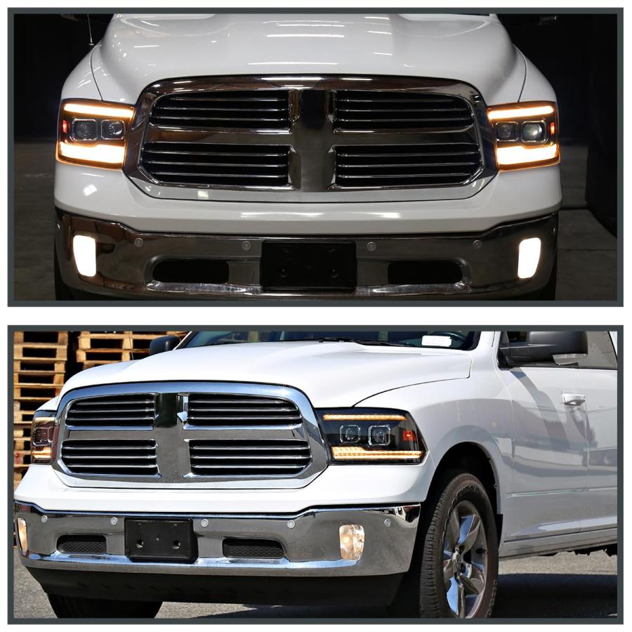 【並行輸入品】 Spec D Tuning Amber LED Light Tube Black Projector Headlights w/の画像