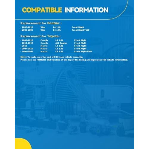 【並行輸入品】 PHILTOP Front Right CV Axle Shaft Assembly for Toyota Corolla 20の画像