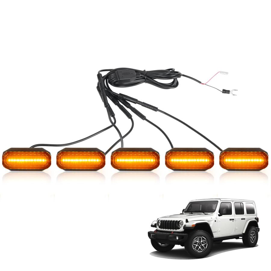並行輸入品】MAIKER アンバー LED グリルライト 2024 2025 ジープ 
