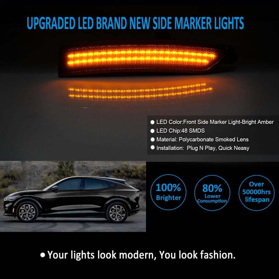 【並行輸入品】 Bestview LED Side Marker Lights Reflectors Lights Dual Rows Whit_3