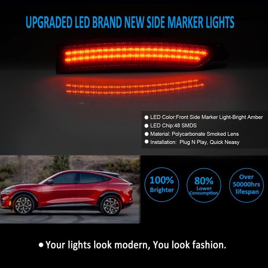【並行輸入品】 Bestview LED Side Marker Lights Reflectors Lights Dual Rows Whit_6