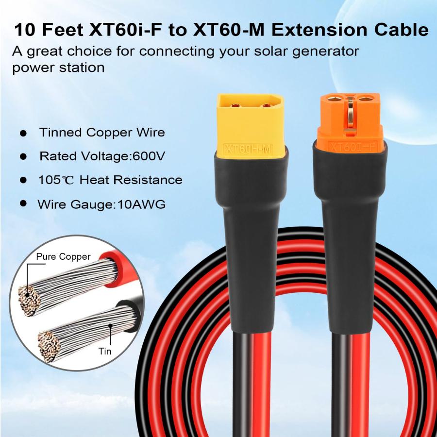 並行輸入品】MOOKEERF XT60i XT60 延長ケーブル 10AWG 10FT メス オス