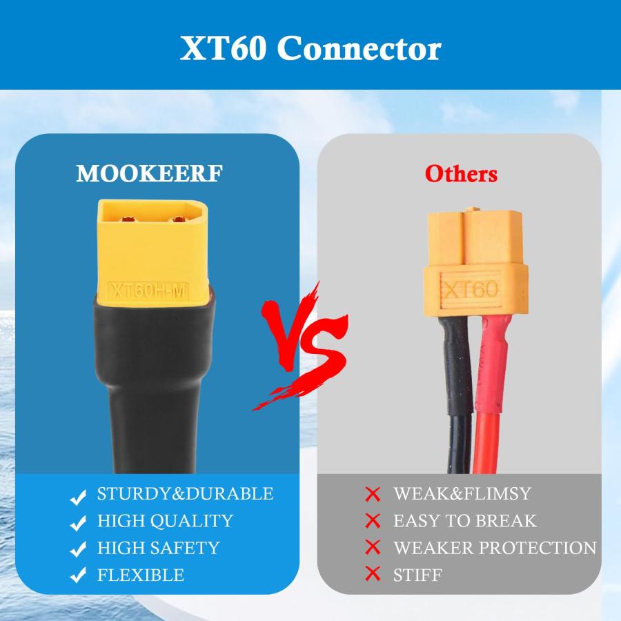 並行輸入品】MOOKEERF XT60i XT60 延長ケーブル 10AWG 10FT メス オス