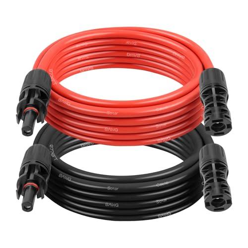 【並行輸入品】ソーラー延長ケーブル 8AWG 15フィート 2本パック (レッド + ブラック) PVワイヤー オス/メスソーラーコネクタ付き |  | 01