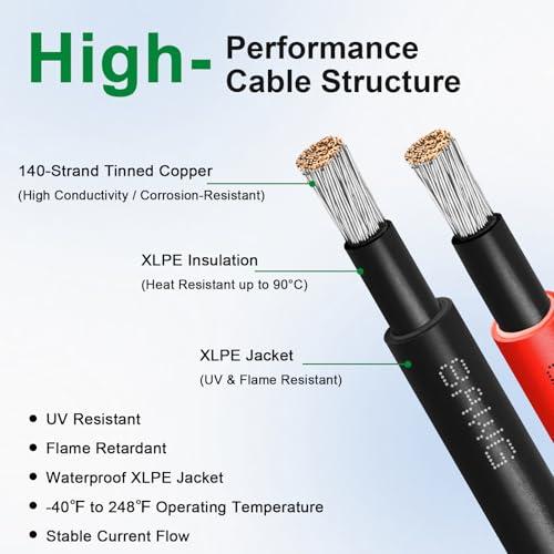 【並行輸入品】ソーラー延長ケーブル 8AWG 15フィート 2本パック (レッド + ブラック) PVワイヤー オス/メスソーラーコネクタ付き |  | 04