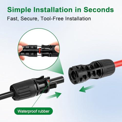 【並行輸入品】ソーラー延長ケーブル 8AWG 15フィート 2本パック (レッド + ブラック) PVワイヤー オス/メスソーラーコネクタ付き |  | 07