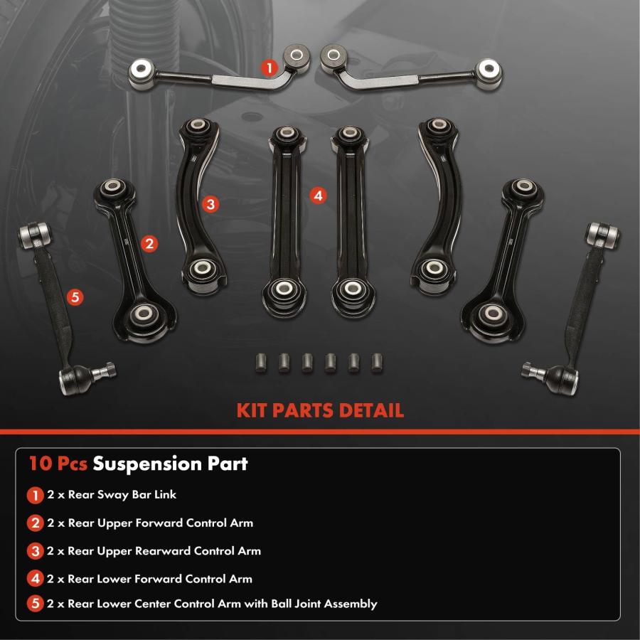 【並行輸入品】 A Premium Set of 10, Rear Upper Lower Control Arm, Sway Bar Link_6