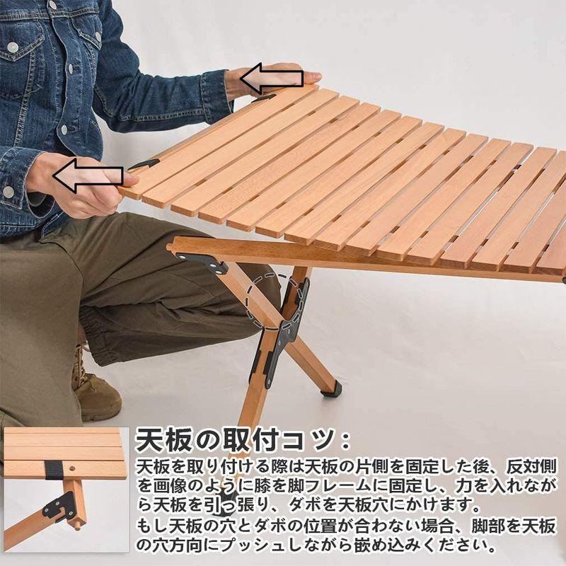 Anlik?ロールトップテーブル 天然木 簡単組立 オシャレ キャンプ 収納バッグ付 (120cmX70cmX45cm) ロールトップテーブル 天然木 簡単組立 オシャレ キャンプ 収納バッグ付 120cmX70cmX45cm