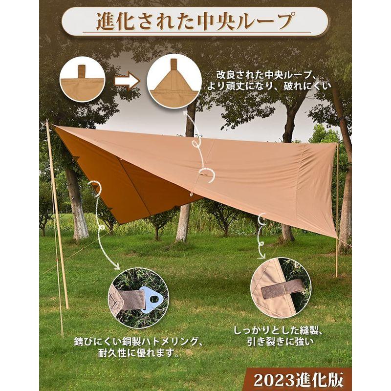 TOMOUNT タープ tc 正方形 ポリコットン タープ 4m x 4m ループ19箇所 焚き火可能 遮光 遮熱 難燃 キャンプタープ 天 タープ 4m tc 正方形 ポリコットン ループ19箇所 焚き火可能 遮光 遮熱 難燃 キャンプタープ 天