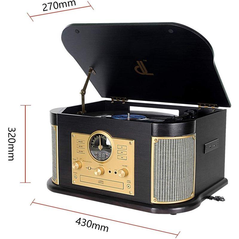 DLITIME 多機能レコードプレーヤー CDプレーヤー付き USB/SD対応 録音 カセット 選べる回転スピード 交換針1本付 多機能レコードプレーヤー CDプレーヤー付き USB/SD対応 録音 カセット 選べる回転スピード 交換針1本付