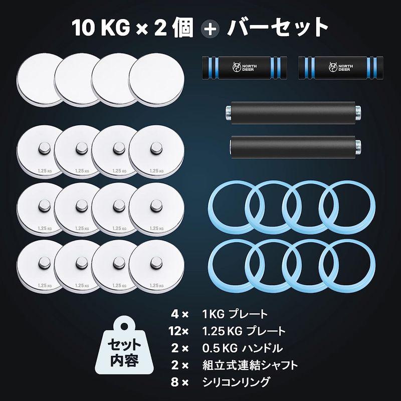 公式Northdeer ダンベル 可変式 小型 スチール製 2.5kg 3kg 5kg 5.5kg 7.5kg 8kg 10kg クロームメ 5kg ダンベル 可変式 小型 スチール製 3kg 8kg 10kg クロームメ 　