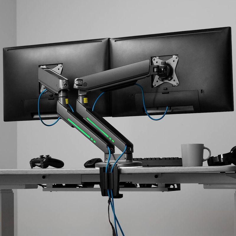 AVLT ゲーミングモニターアーム 2画面 デュアル 灰色（ダークグレー） ＲＧＢ 7色 カラー 動的変化 7色選択 17~32インチ対応 ゲーミングモニターアーム 2画面 デュアル 灰色 ダークグレー ＲＧＢ 7色 カラー 動的変化 7色選択 32インチ対応