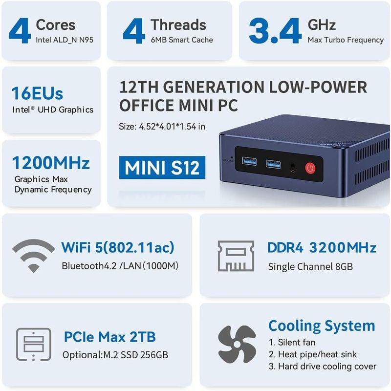 Beelink 第12世代Intel Alder Lake-N95プロセッサー（最大3.40GHz） Wi-11 Pro ミニコンピューター Alder Lake 第12世代Intel 最大3 40GHz Wi Pro N95プロセッサー ミニコンピューター N95 Processor