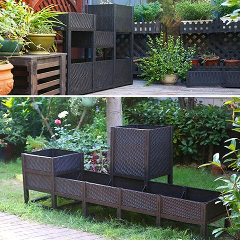 BAOYOUNI 組み立て簡単ガーデンボックス プランターボックスプラスチック鉢植え入れ花 植物 栽培ブラウン 鉢用品 大型プランター 莱園 組み立て簡単ガーデンボックス プランターボックスプラスチック鉢植え入れ花 植物 栽培ブラウン 鉢用品 大型プランター 莱園