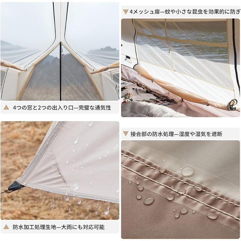 新作マット・カーペット KingCamp ハウステント キャンプ ファミリーテント 3?5人用 360°視野 大型テント 防虫 通気 UVカット 耐水 アウトドア 【2716576080】(17267円)