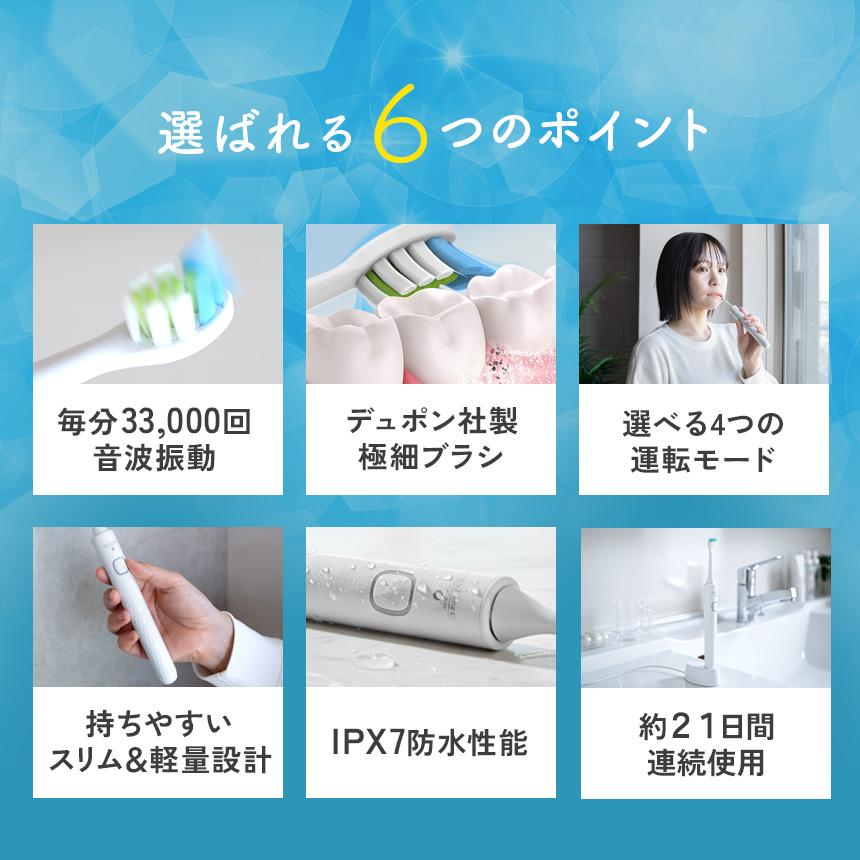 ワイドシステム 電動歯ブラシ 充電式 音波振動 軽量 静音 防水 スリム