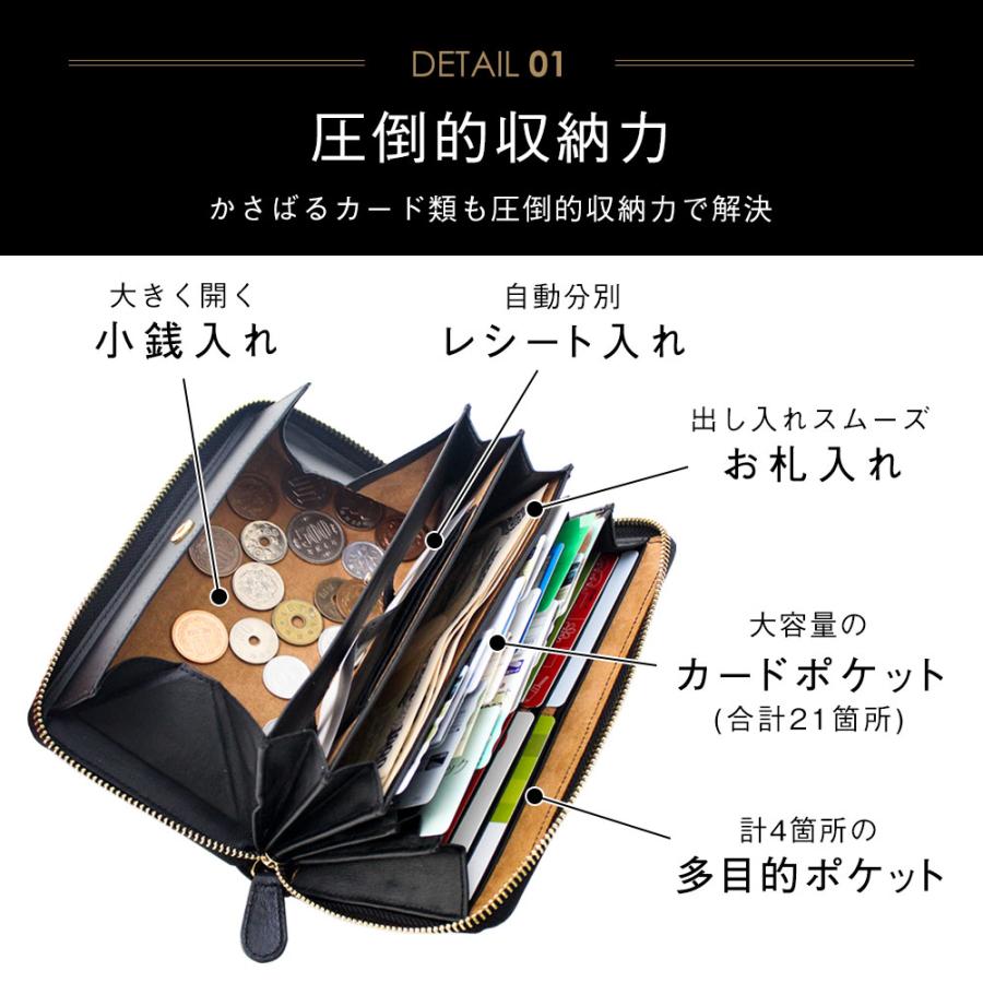 財布 メンズ 長財布 本革 牛革 大容量 カード20枚以上 YKK ラウンド