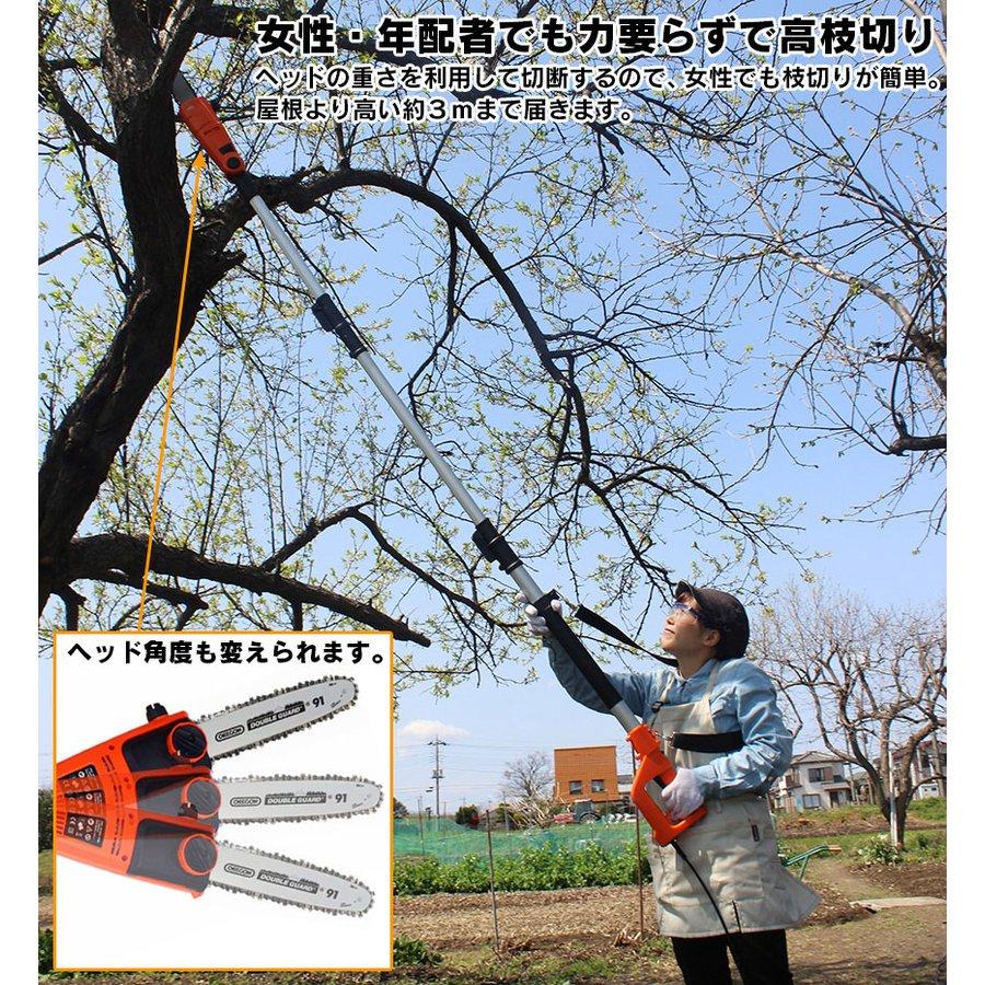 高枝切り電動チェーンソー 高枝チェーンソー 電動チェーンソー チェンソー 有線 コンセント 折りたたみ 伸縮可能 太い枝 太い木 78677-1 | YARD FORCE | 02