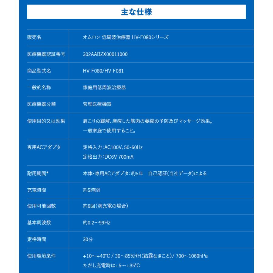 低周波治療器 膝 オムロン 腰 家庭用 【6枚のパッド付き】 電気治療器 肩こり 腰痛 omron 管理医療機器 低周波治療機の画像