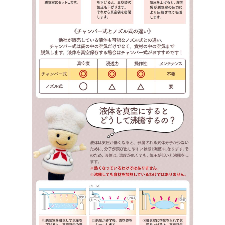 真空パックんシェフ2 真空パック機 液体 汁物 真空パック器 専用袋不要 チャンバー式真空包装機 汁物対応 水分 水物 脱気シーラー フードシーラー 78950-13｜wide02｜12