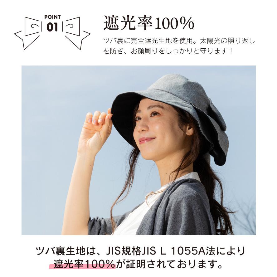 熱中症対策 帽子 ハット 日焼け防止 首 日よけ 日除け 紫外線対策 顔 リボンハット 紐付き 完全遮光 首焼け防止 おしゃれ Uvカット 52 Off