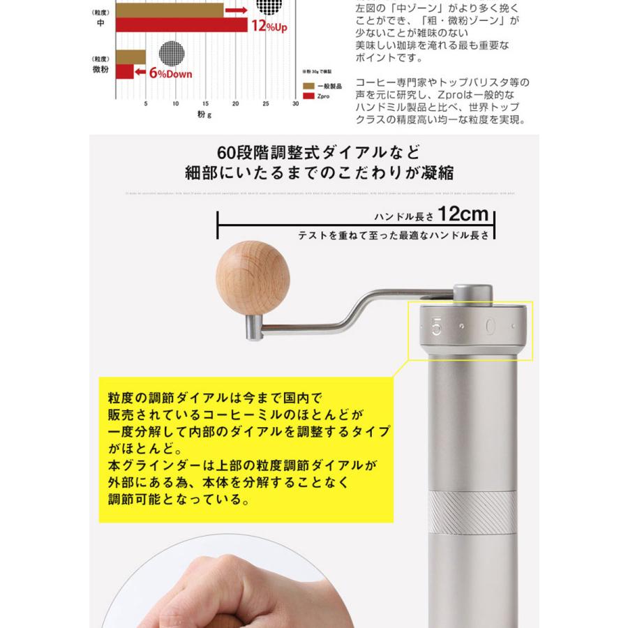 1ZPRESSO コーヒーグラインダー 手挽き コーヒーミル 臼式 高級 手動