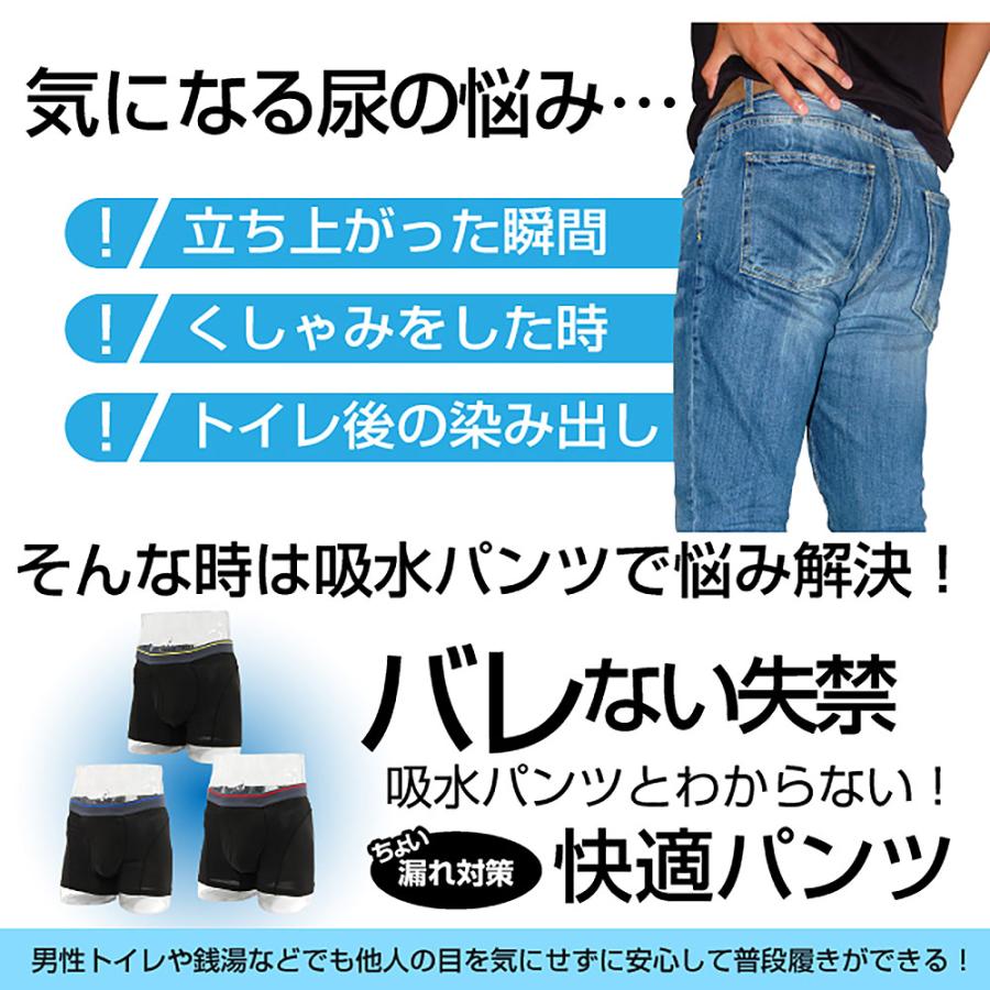 尿漏れパンツ 蒸れない ムレない メッシュ 夏用 男性用 男性 通気性 メンズ 夏 吸水量約15cc 失禁パンツ バレない 消臭 3枚組 ボクサーパンツ 前開き 軽失禁｜wide02｜03