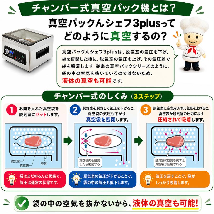 真空パックん 【本日ポイント3倍】 真空パック機 チャンバー式 真空袋