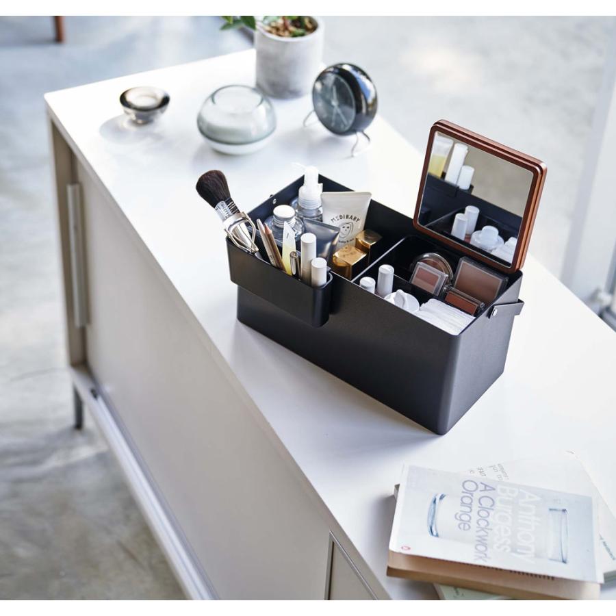 tower メイクボックス 鏡付き 化粧ボックス 持ち運び 【取っ手